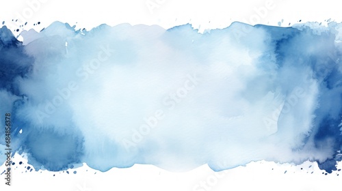 Blue Watercolor Textured Frame Border for Wedding Invites Decoration AI Generated