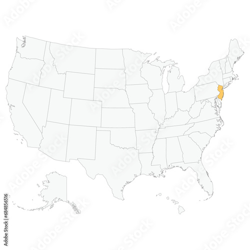 State of New Jersey. USA map.