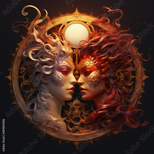 The astrological combination of sun conjunct chiron in zodiac sign gemini photo