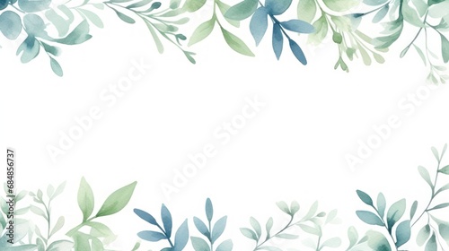 Watercolor Hand Painted Leaves Frame for Wedding Invitation AI Generated © Alex