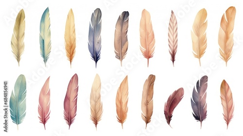 Vintage Boho Watercolor Feather Collection AI Generated © Alex