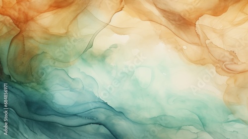 Abstract Watercolor Background in Brown, Green, and Blue AI Generated photo