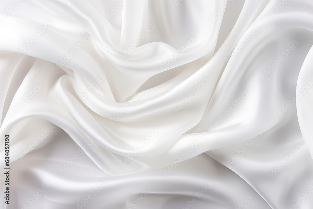 Close up of crumpled pure white silk fabric cloth   elegant luxury background texture design