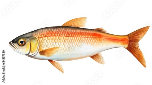 watercolor illustration of a goldfish on a white background, isolated Generative AI