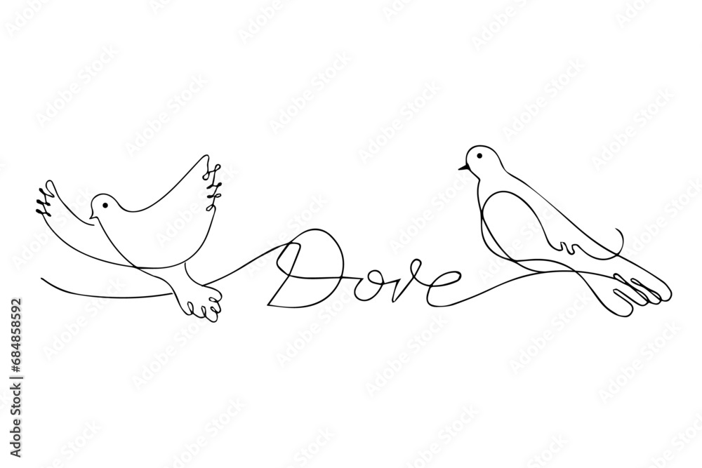 Dove bird line art style vector. Flying bird continuous line drawing element. Sketch drawing of dove. Love symbol Dove bird line art style vector. Flying bird continuous line drawing element. Sketch drawing of dove. Love symbol