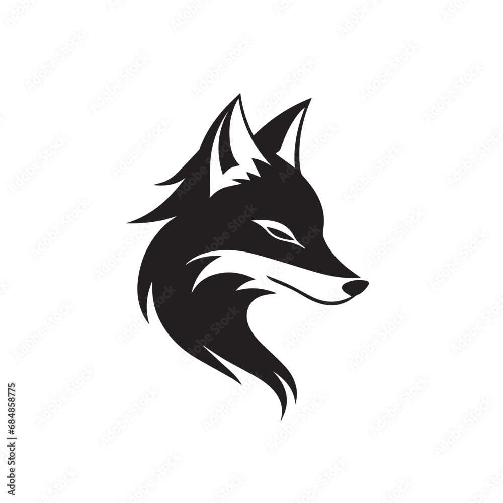 Fototapeta premium Fox in cartoon, doodle style. Isolated 2d vector illustration in logo, icon style, Eps 10, black and white. AI Generative
