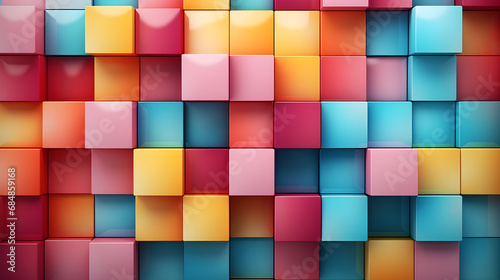 A mesmerizing background of colorful cubes, arranged in a repeating pattern - Generative AI