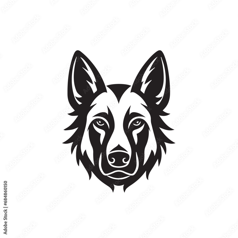 German Shepherd in cartoon, doodle style. Isolated 2d vector illustration in logo, icon style, Eps 10, black and white. AI Generative