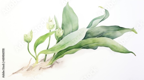 Watercolor Sketch of Uvaria Grandiflora on White Background AI Generated photo