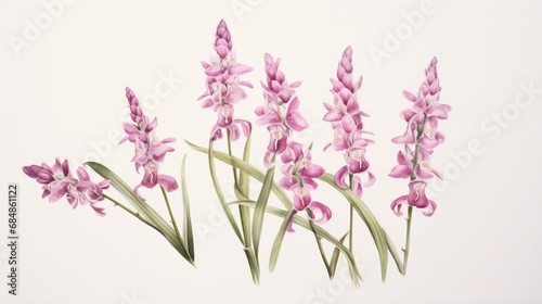 Watercolor Drawing of Orchis Italica on White Background AI Generated