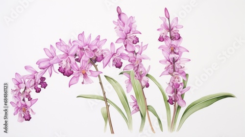 Watercolor Drawing of Orchis Italica on White Background AI Generated photo
