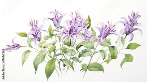 Watercolor Artwork of Tricyrtis Hirta on White Background AI Generated