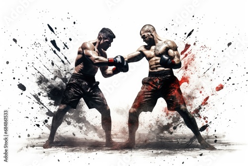 MMA Boxers fighters in fights without rules photo