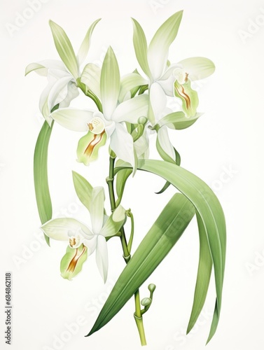 Watercolor Painting of Encyclia Cochleata on White Background AI Generated photo