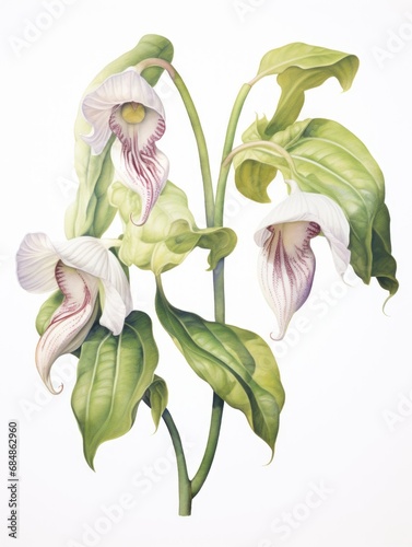 Watercolor Artwork of Coryanthes Macrantha AI Generated photo