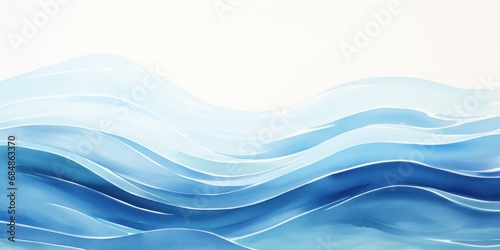Abstract Watercolor Ocean Waves AI Generated