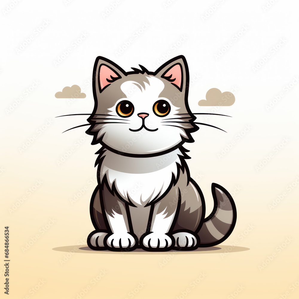 Simple Line Drawing Cat - Charming and Playful