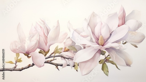 Delicate Watercolor Magnolia Bloom AI Generated © Alex
