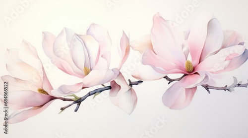 Delicate Watercolor Magnolia Bloom AI Generated