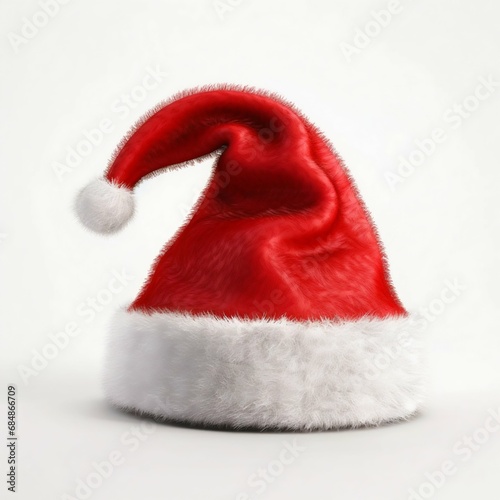 Festive Santa Claus Hat Isolated on White Background. Generative ai