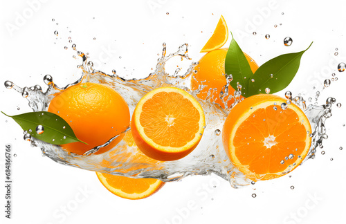 Orange fruits water  orange juice  white background
