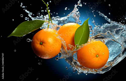 oranges water, orange fruit, healthy food, black background