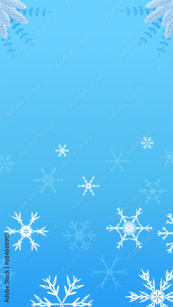 Blue Christmas social media stories frame template with geometric snowflakes.