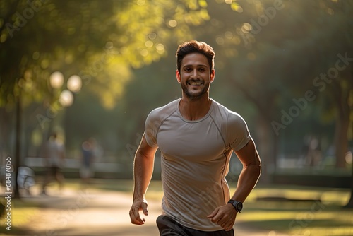 an indian man jogging in a park