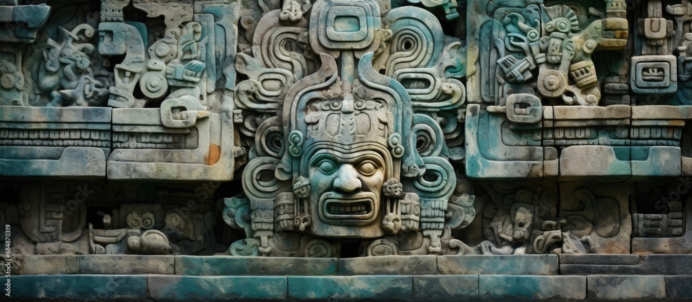 Mayan king Pakal's bas-relief in Palenque, Mexico.