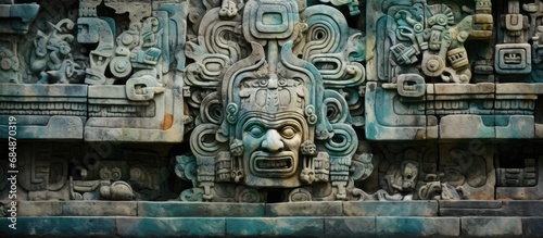 Mayan king Pakal's bas-relief in Palenque, Mexico.