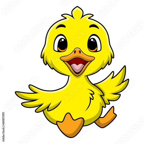 Cute duckling cartoon on white background