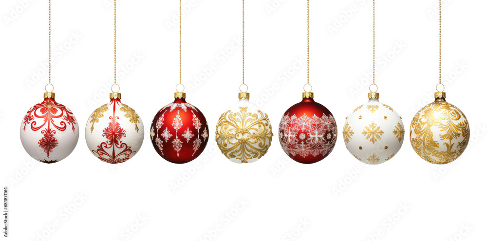 an assortment of christmas ornaments with different style ornaments, isolated on white an assortment of christmas ornaments with different style ornaments, isolated on white