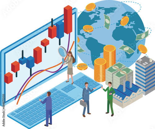 株式投資と企業活動のイメージイラスト