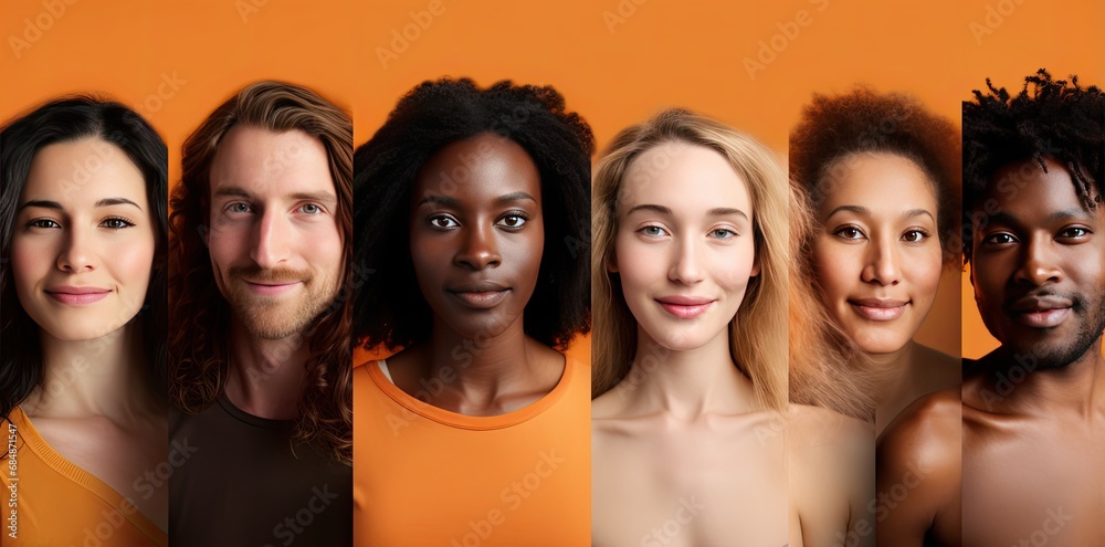 A set of portraits of diverse people. Concept of a multiethnic and diverse society.