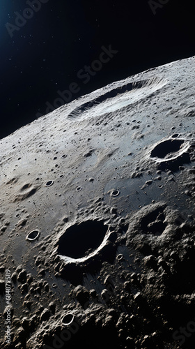 The Moon in the outerspace, close up photo