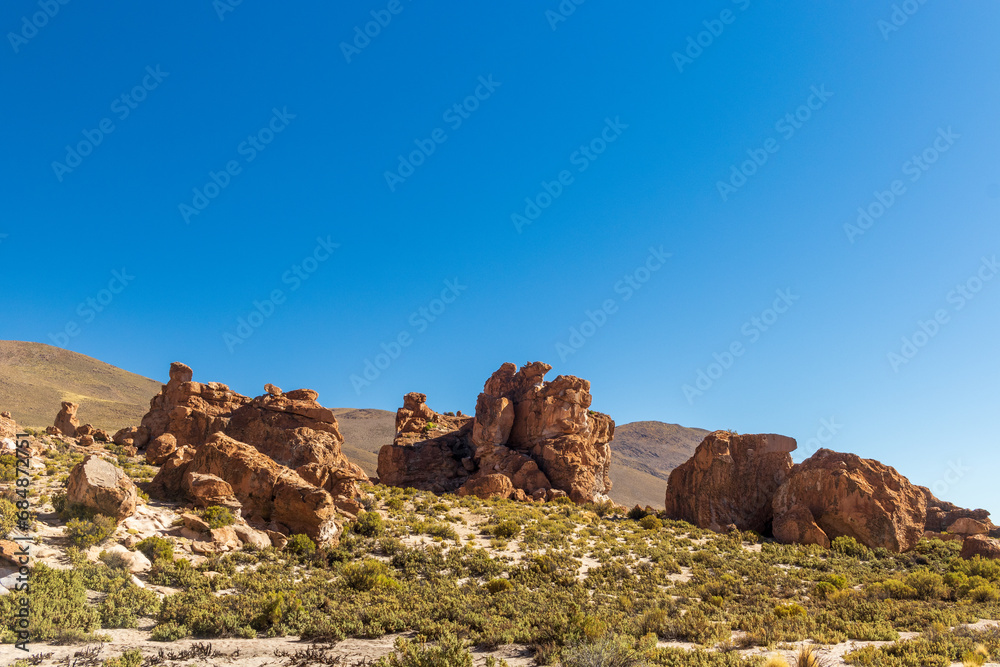 Fototapeta premium Rock formation in a desert setting, in Bolivia.
