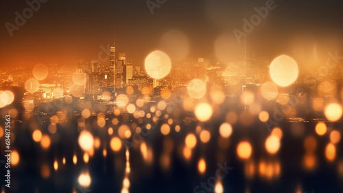 abstract background bokeh city, night blurred background glowing lights of the metropolis © kichigin19