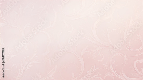 light pink soft pastel  delicate background with vintage floral wallpaper ornament on the wall copy space blank