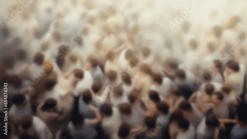 crowd, crush, mass brawl, top view abstract blurred background group of people, fictional graphics