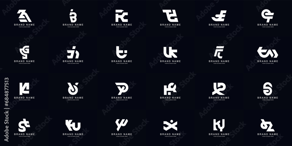 Collection full set abstract combine letter a - z monogram logo - obrazy, fototapety, plakaty 