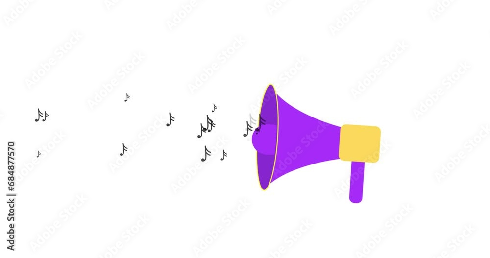 4k Megaphone for communication and marketing concept with sound effect animation on white background 4k Megaphone for communication and marketing concept with sound effect animation on white background