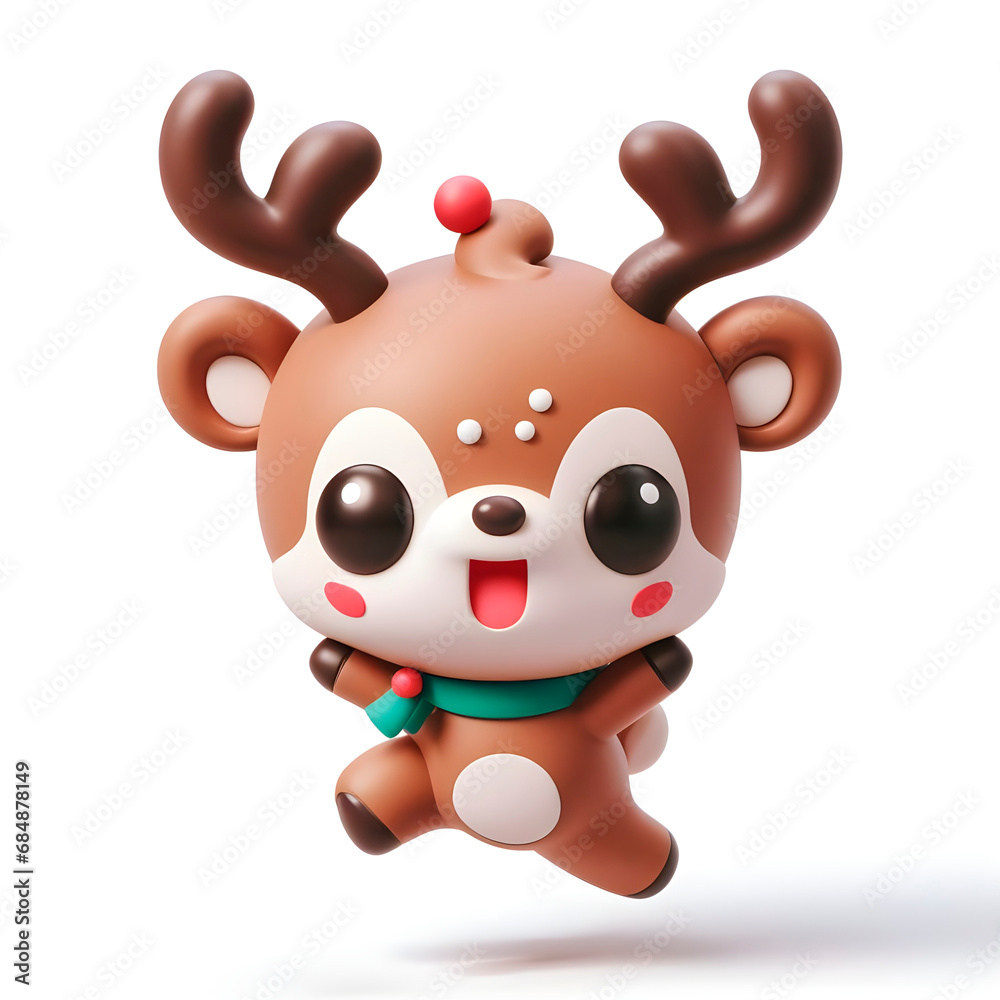 Whimsical 3D Kawaii Reindeer Joyride