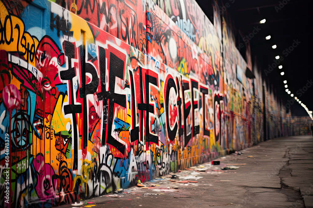 Fototapeta premium A wall covered in lots of colorful graffiti