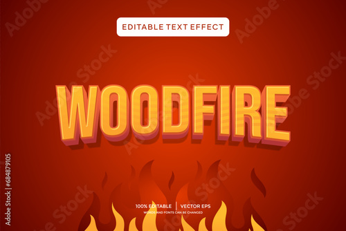 woodfire 3D text effect template