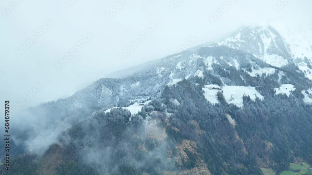 Fog in the mountains. Time lapse. Weather in the mountains time lapse. 4k footage