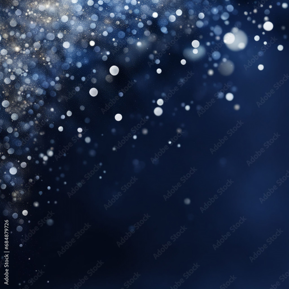 Navy blue with silver particles bokeh background