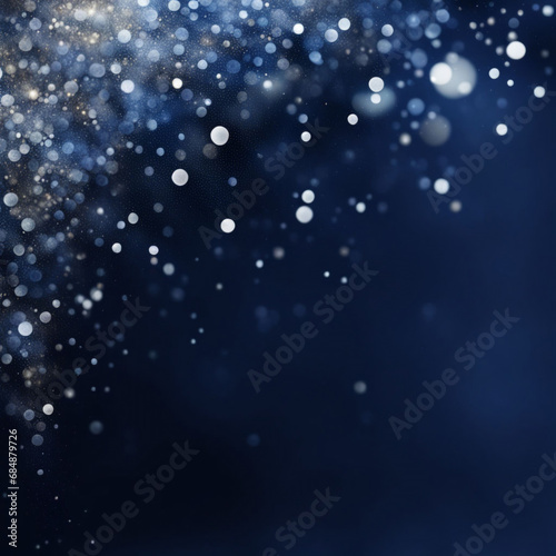 Navy blue with silver particles bokeh background