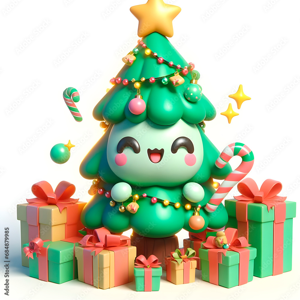 Charming Kawaii 3D Christmas Tree Charming Kawaii 3D Christmas Tree