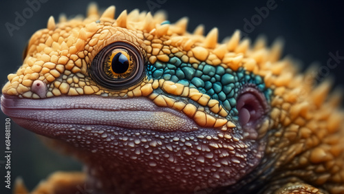 close up of iguana like creature with detailed and textured skin