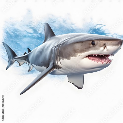 shark white background  Great white shark